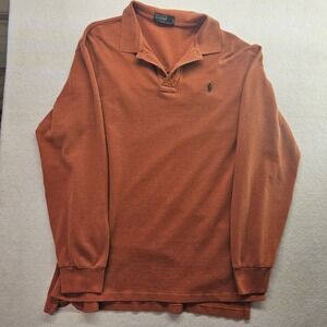 Polo Ralph Lauren Men's Long Sleeve Polo Orange Size XL